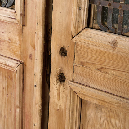 英国 アンティーク 両開き 鉄格子 ウッド ドア 2点セット