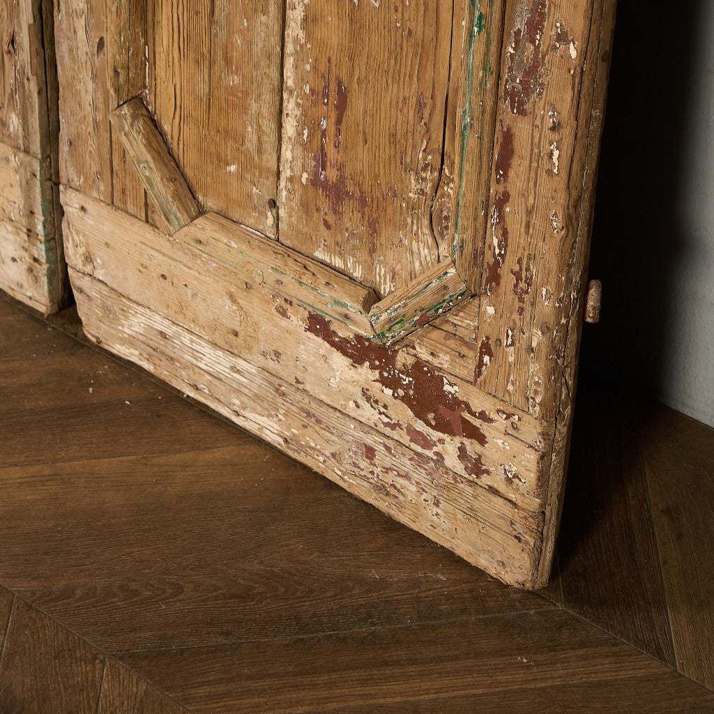 英国 アンティーク 両開き 鉄格子 ウッド ドア 2点セット