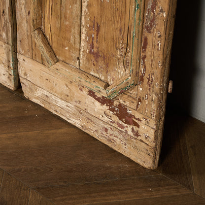 英国 アンティーク 両開き 鉄格子 ウッド ドア 2点セット