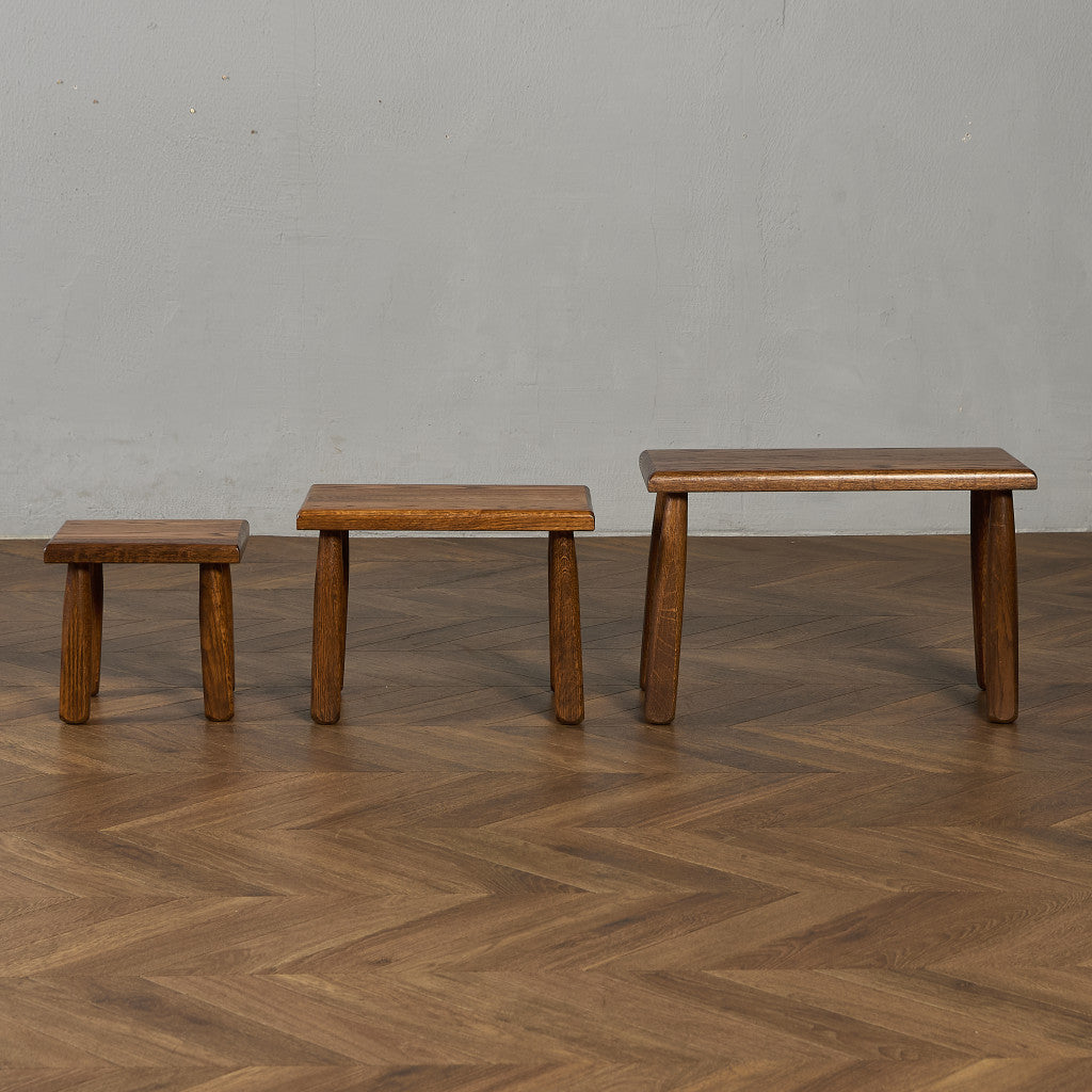 オランダ製 オーク無垢材 ネストテーブル