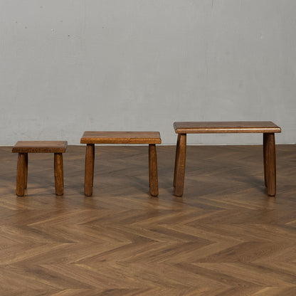 オランダ製 オーク無垢材 ネストテーブル