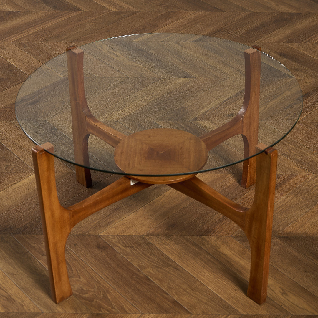 英国 ヴィンテージ ガラストップ コーヒーテーブル #96694 – camori