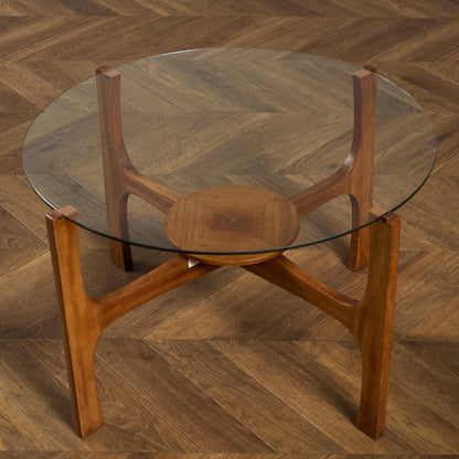 英国 ヴィンテージ ガラストップ コーヒーテーブル