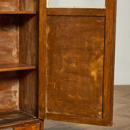 英国 クラシック オーク材 ブックケース 食器棚