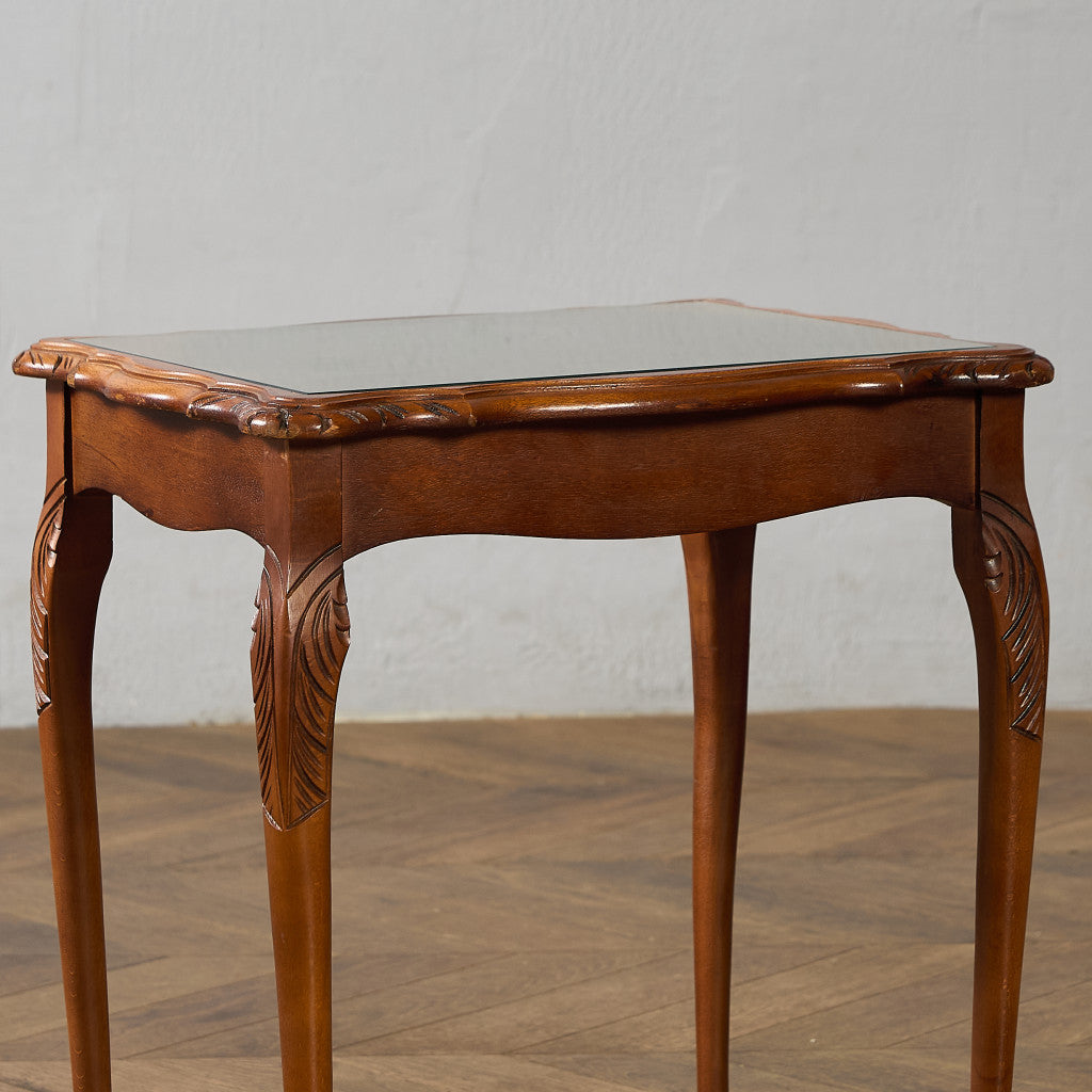 英国 クラシック ガラストップ ネストテーブル