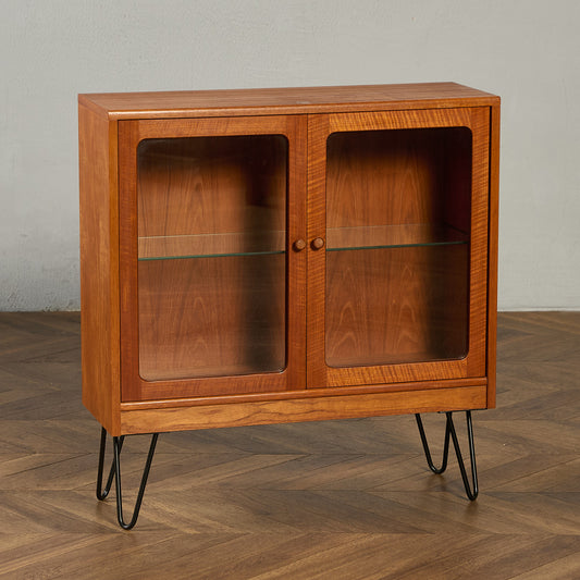 Fresco ヴィンテージ ガラスキャビネット カスタム アイアン ヘアピンレッグ