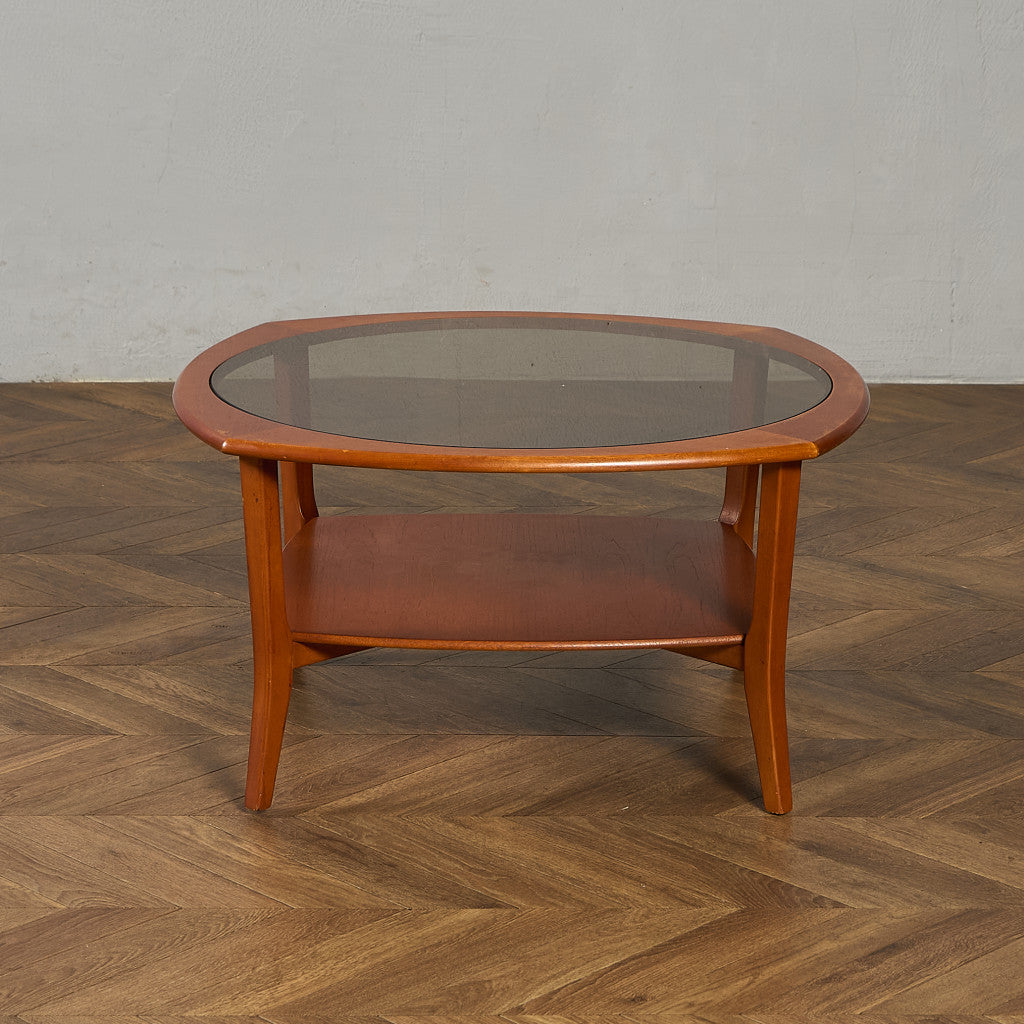 英国 ヴィンテージ スモーク ガラストップ コーヒーテーブル センターテーブル