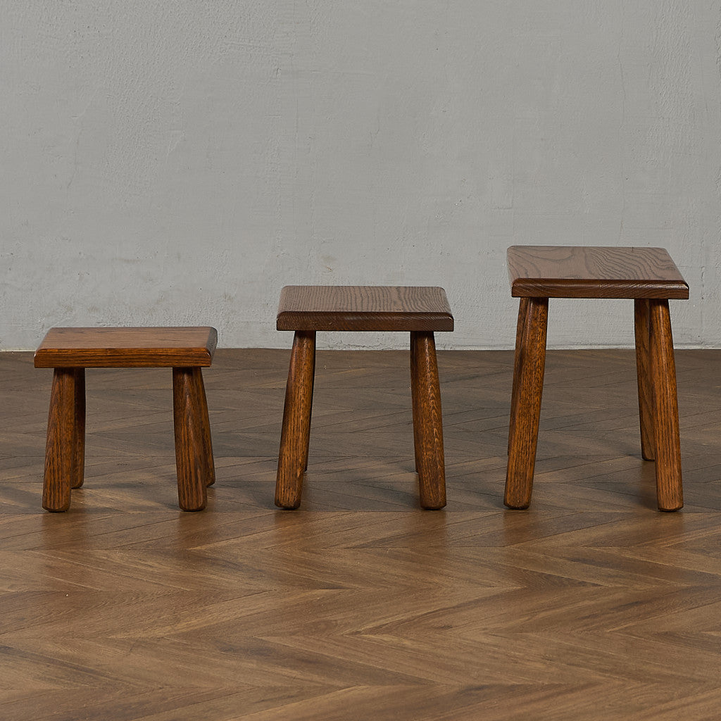 オランダ製 オーク無垢材 ネストテーブル