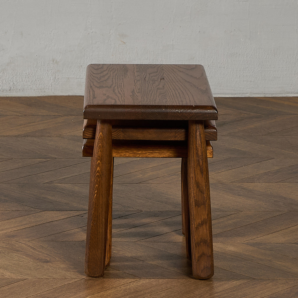 オランダ製 オーク無垢材 ネストテーブル