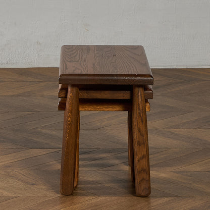 オランダ製 オーク無垢材 ネストテーブル