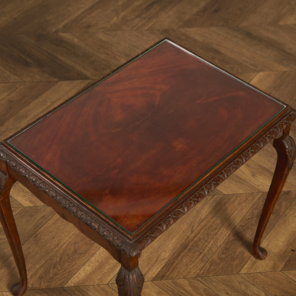 英国 クラシック ガラストップ ネストテーブル