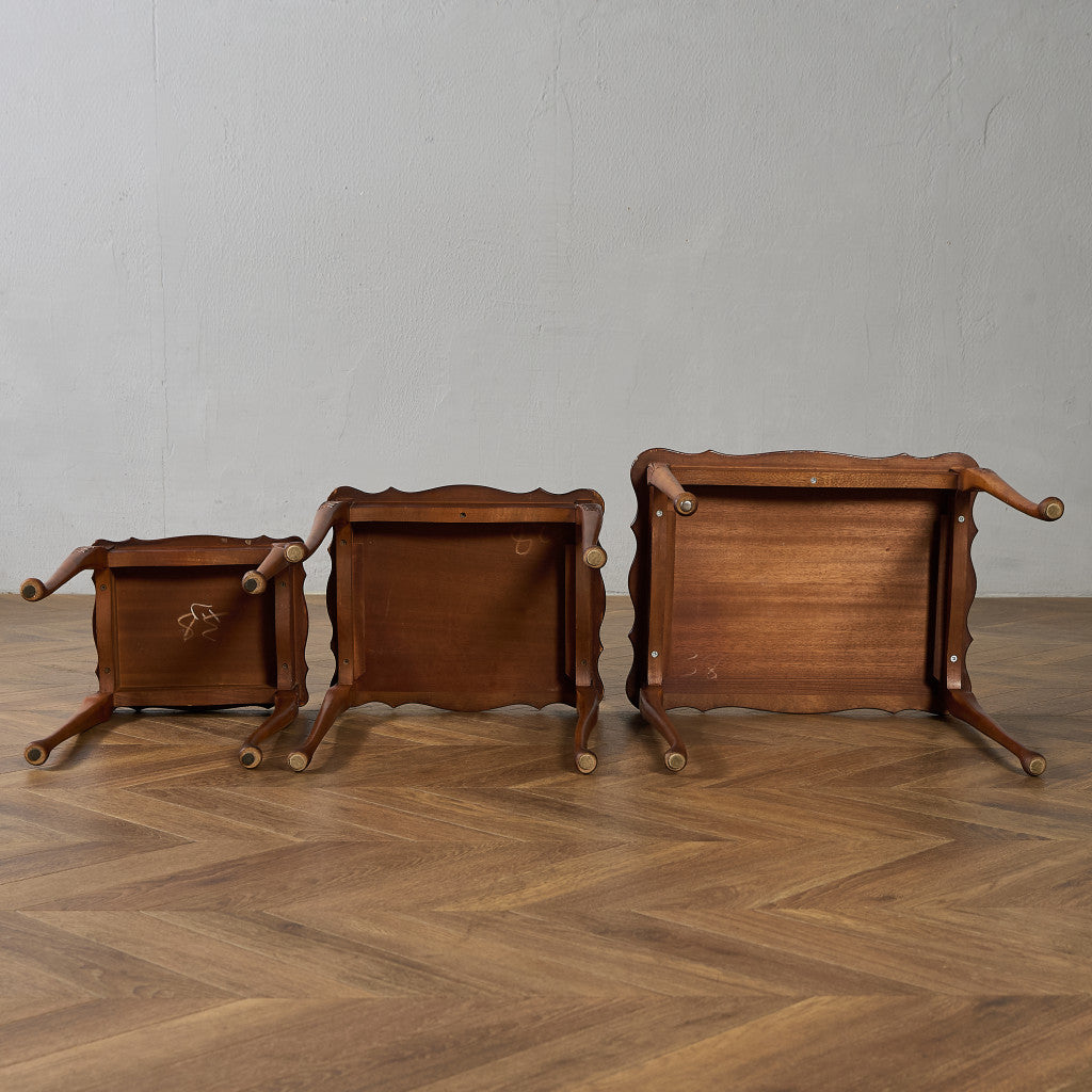 英国 クラシック ガラストップ ネストテーブル