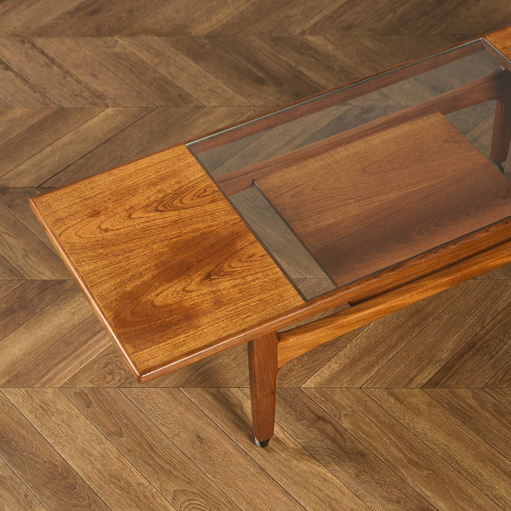 ロングジョン ヴィンテージ ガラストップ コーヒーテーブル