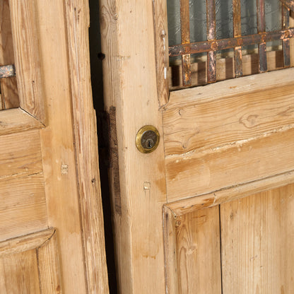 英国 アンティーク 両開き 鉄格子 ウッド ドア 2点セット