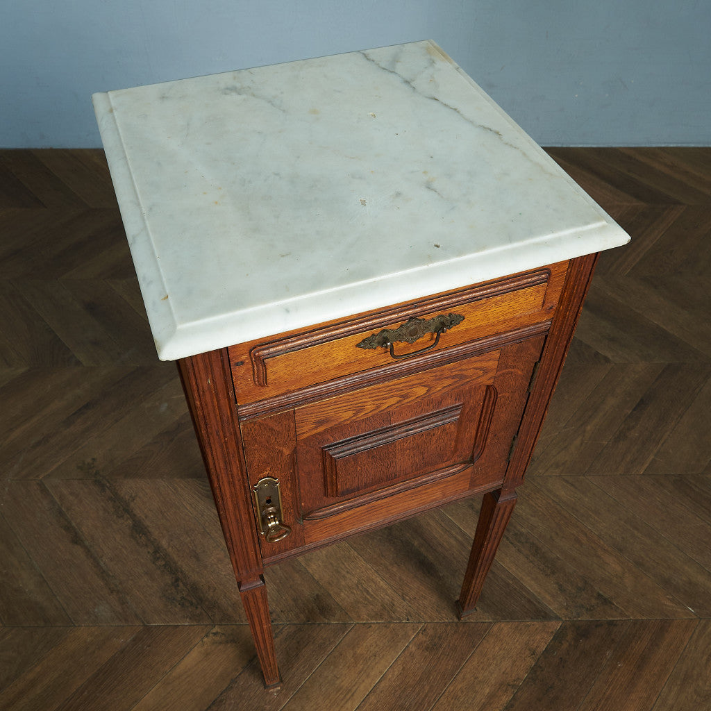 British antique marble top side cabinet #81710