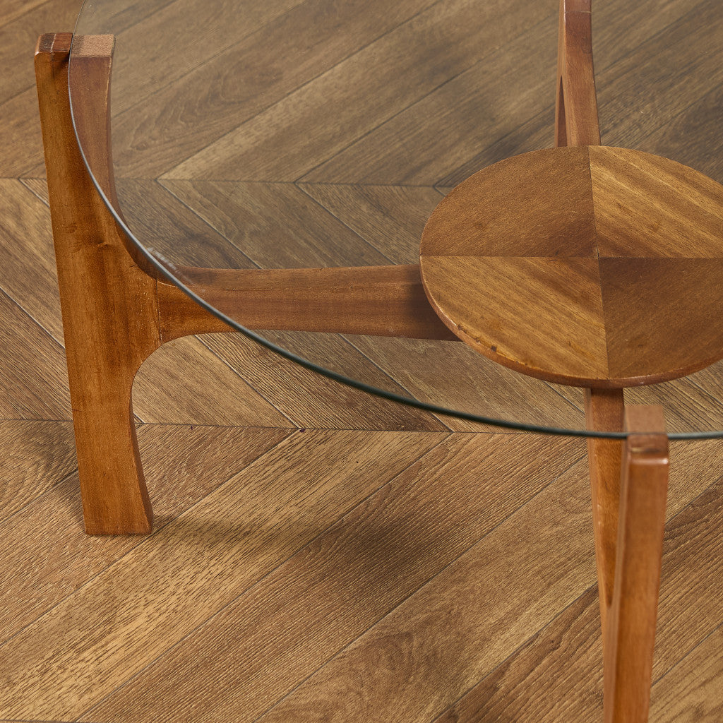 英国 ヴィンテージ ガラストップ コーヒーテーブル