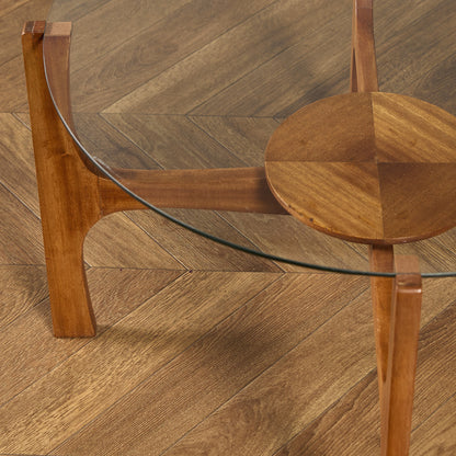 英国 ヴィンテージ ガラストップ コーヒーテーブル