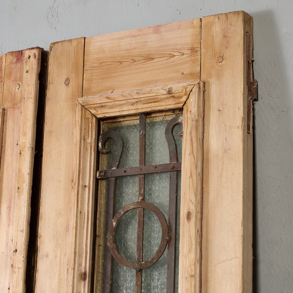 英国 アンティーク 両開き 鉄格子 ウッド ドア 2点セット