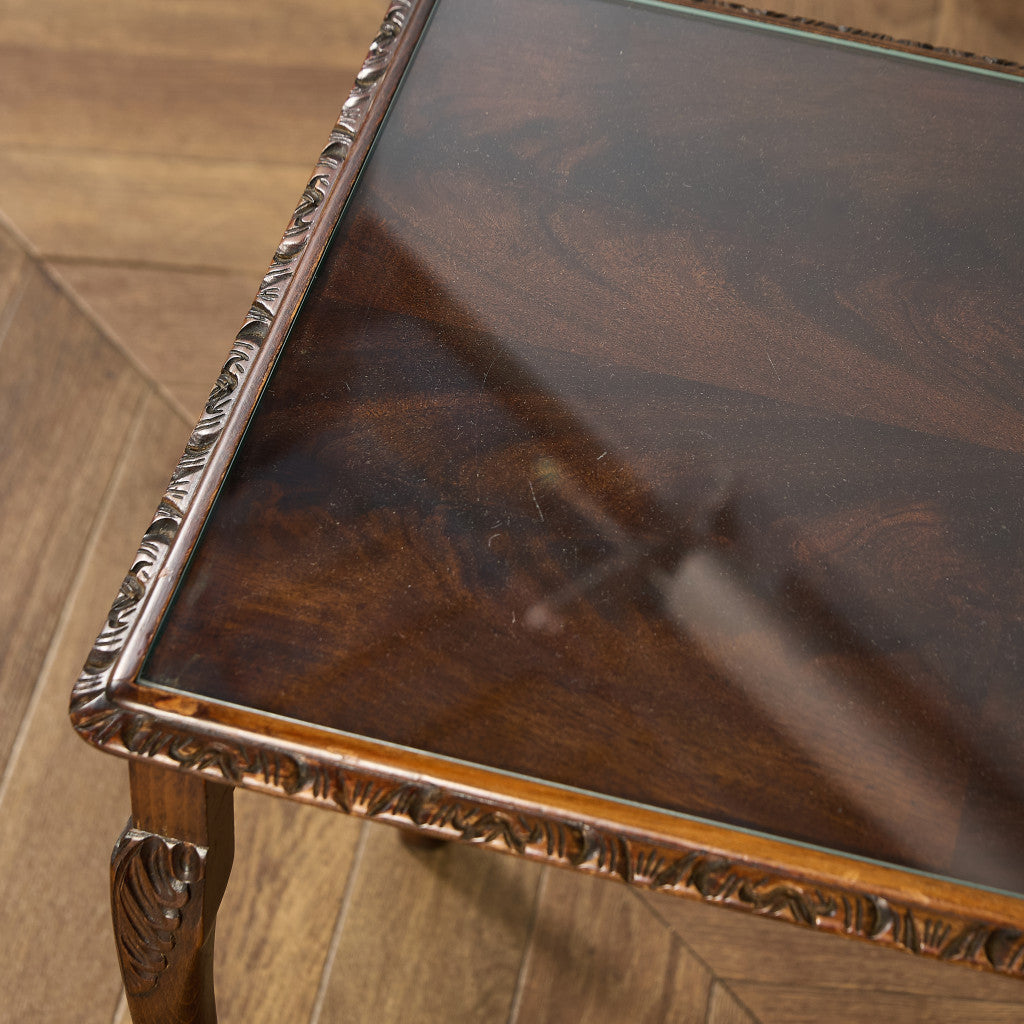 英国 クラシック ガラストップ ネストテーブル