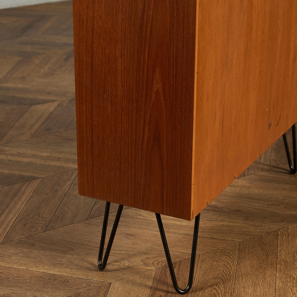 ヴィンテージ ガラスブックケース  カスタム アイアンヘアピンレッグ