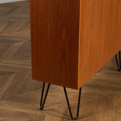 ヴィンテージ ガラスブックケース  カスタム アイアンヘアピンレッグ