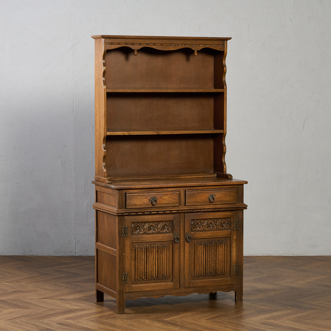 ご確認用。イギリス北欧アンティーク　ボードラック 1930年代オーク材ミラーバックサイドボード（奥行き45cm） イギリス