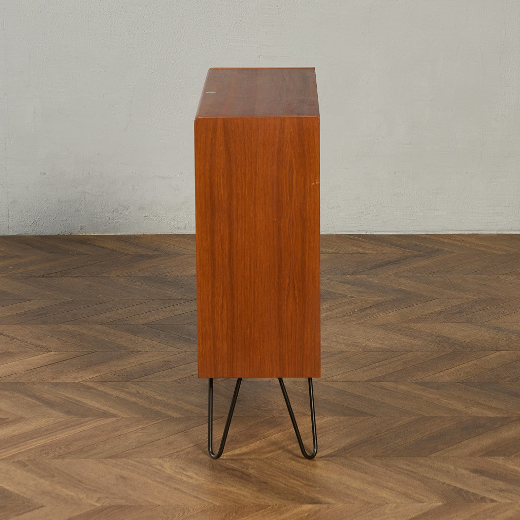 ヴィンテージ ガラス ブックケース カスタム アイアンヘアピンレッグ