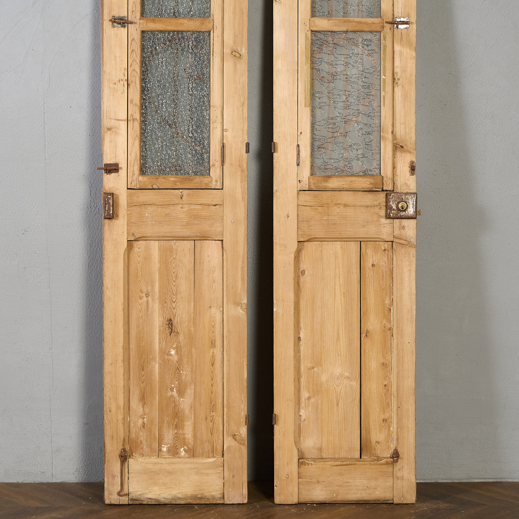 英国 アンティーク 両開き 鉄格子 ウッド ドア 2点セット