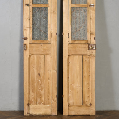 英国 アンティーク 両開き 鉄格子 ウッド ドア 2点セット