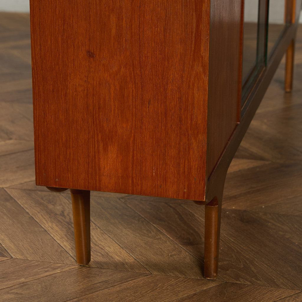 英国 ヴィンテージ ナロー ガラス ブックケース