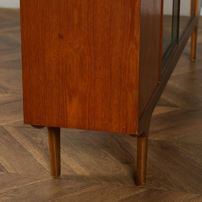 英国 ヴィンテージ ナロー ガラス ブックケース