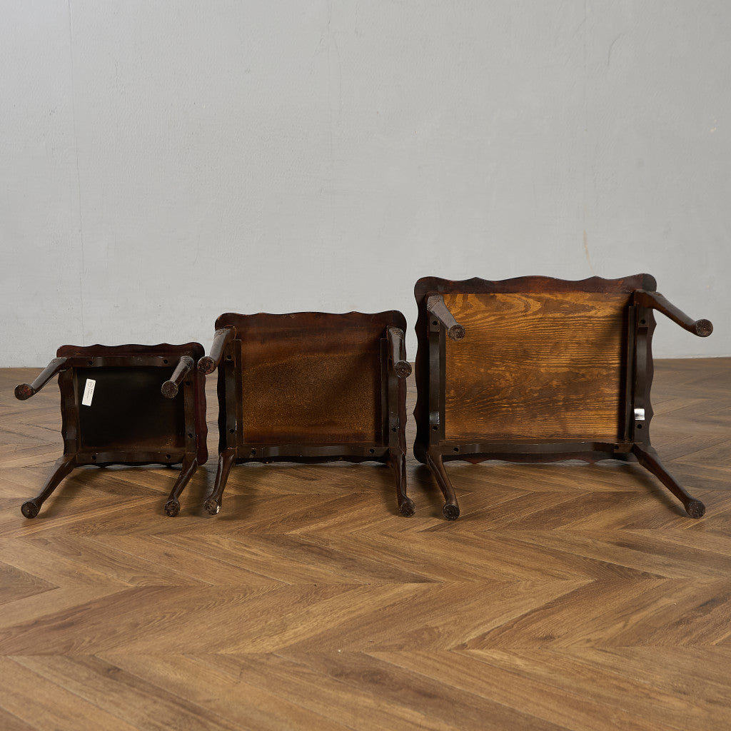 英国 クラシック ガラストップ ネストテーブル