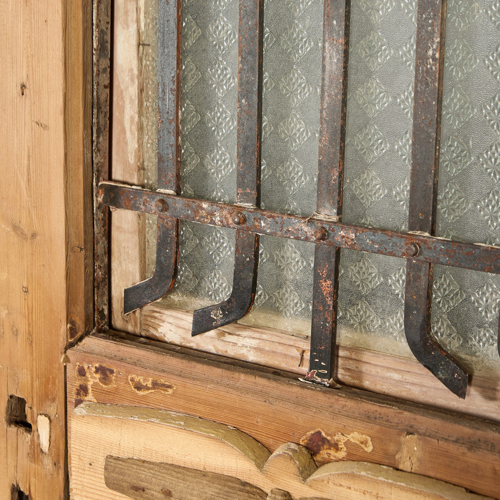 英国 アンティーク 両開き 鉄格子 ウッド ドア 2点セット