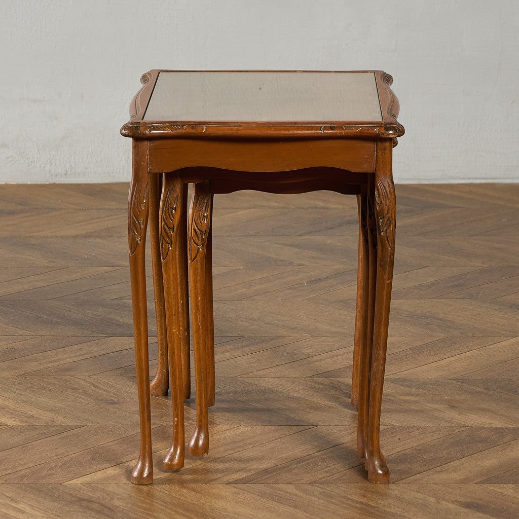 英国 クラシック ガラストップ ネストテーブル #95562