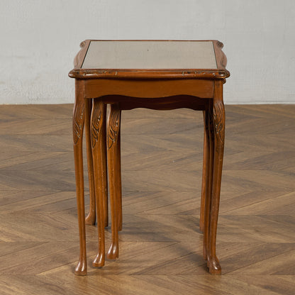 英国 クラシック ガラストップ ネストテーブル #95562