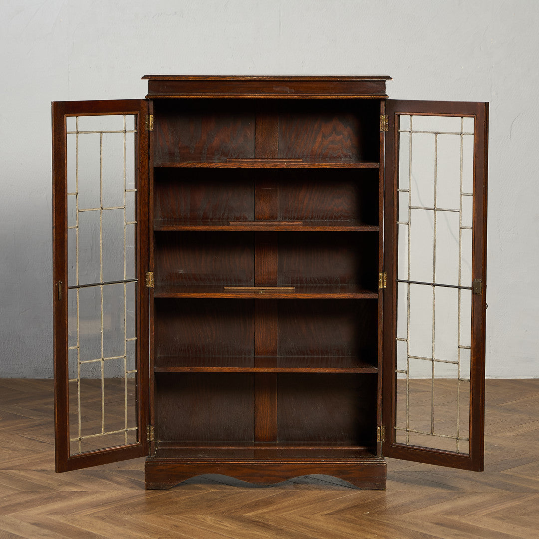 英国 クラシック オーク材 ブックケース 食器棚