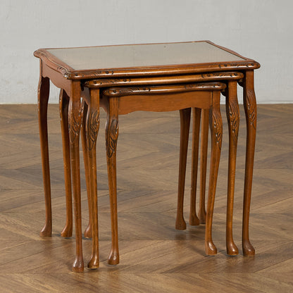 英国 クラシック ガラストップ ネストテーブル #95562