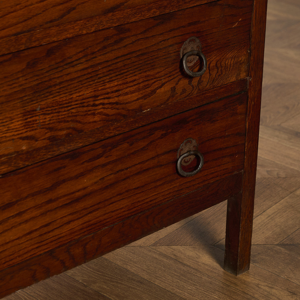 英国 クラシック オーク材 3段チェスト