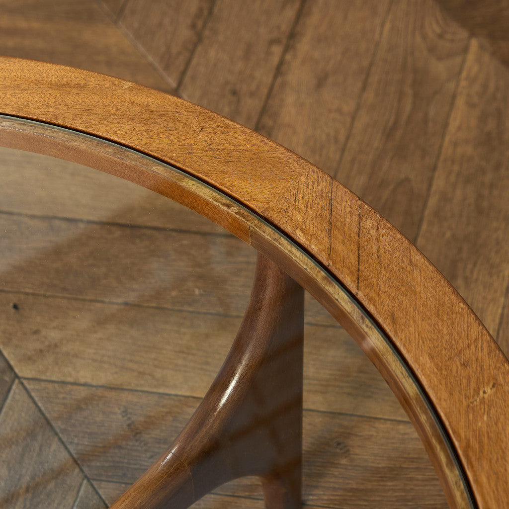 ガラストップ ラウンドコーヒーテーブル