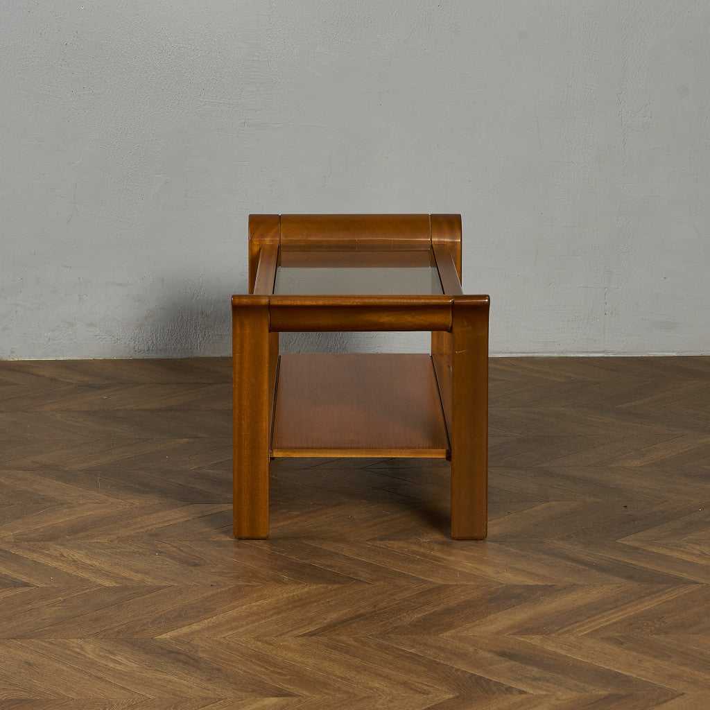 英国 ヴィンテージ スモーク ガラストップ コーヒーテーブル センターテーブル