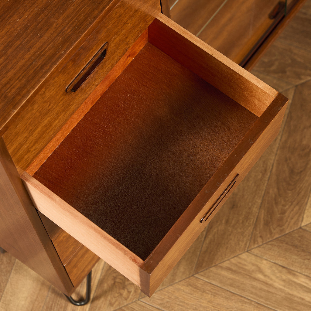 ヴィンテージ ガラスブックケース カスタム アイアン ヘアピンレッグ