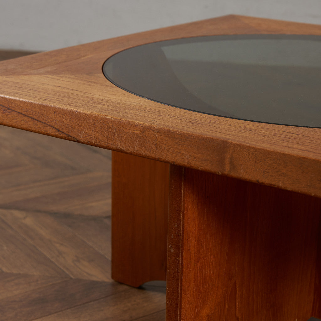 ヴィンテージ スツール付き ガラストップ センターテーブル