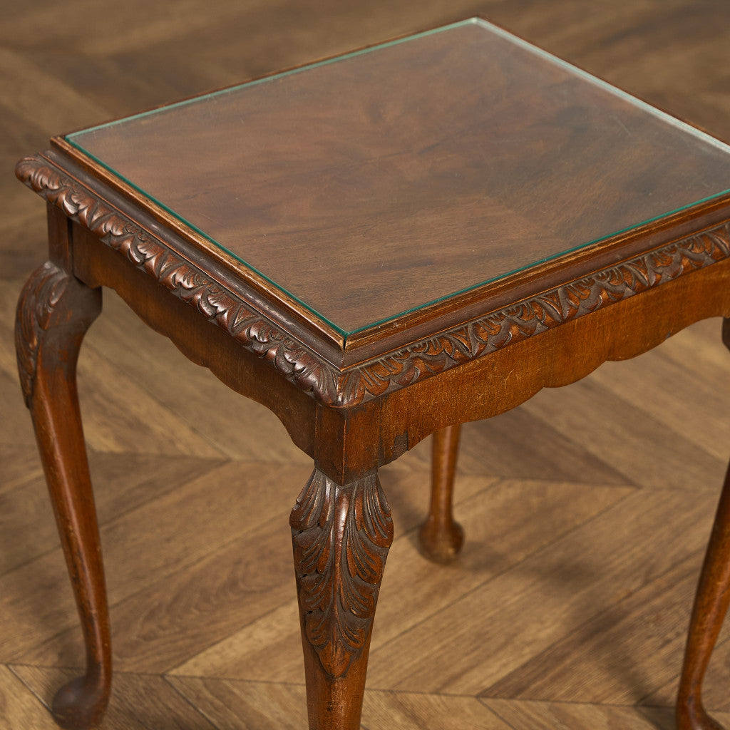 英国 クラシック ガラストップ ネストテーブル