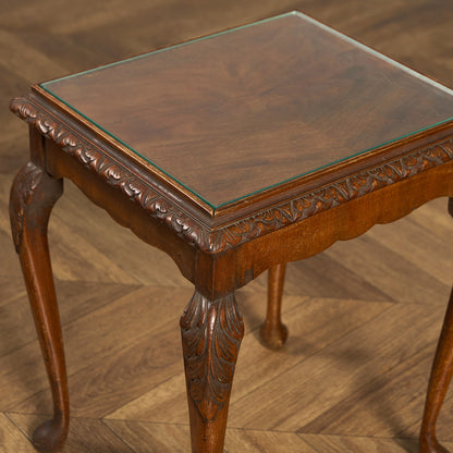 英国 クラシック ガラストップ ネストテーブル