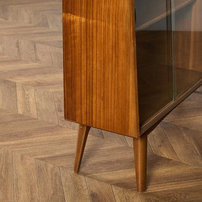 ヴィンテージ ナロー ガラスキャビネット ブックケース