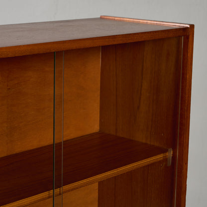 英国 ヴィンテージ ナロー ガラス ブックケース 食器棚