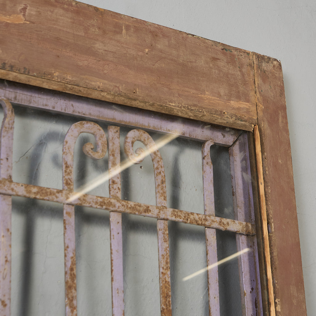 英国 アンティーク 両開き 鉄格子 ウッド ドア 2点セット