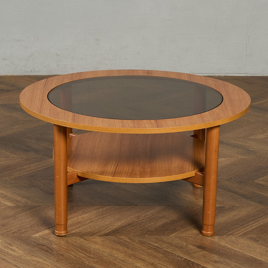 ヴィンテージ スモーク ガラストップ コーヒーテーブル センターテーブル