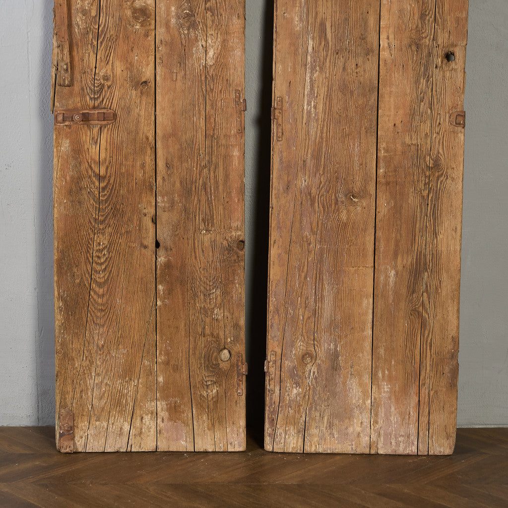 英国 アンティーク 両開き 鉄格子 ウッド ドア 2点セット