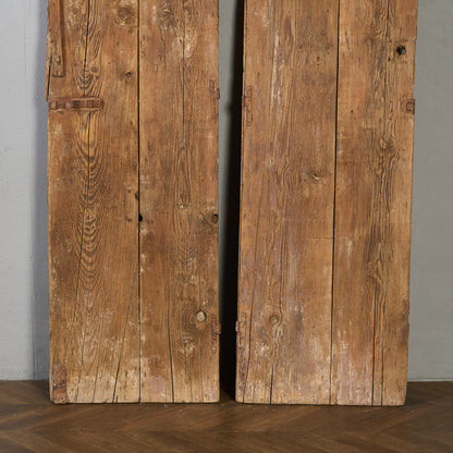 英国 アンティーク 両開き 鉄格子 ウッド ドア 2点セット